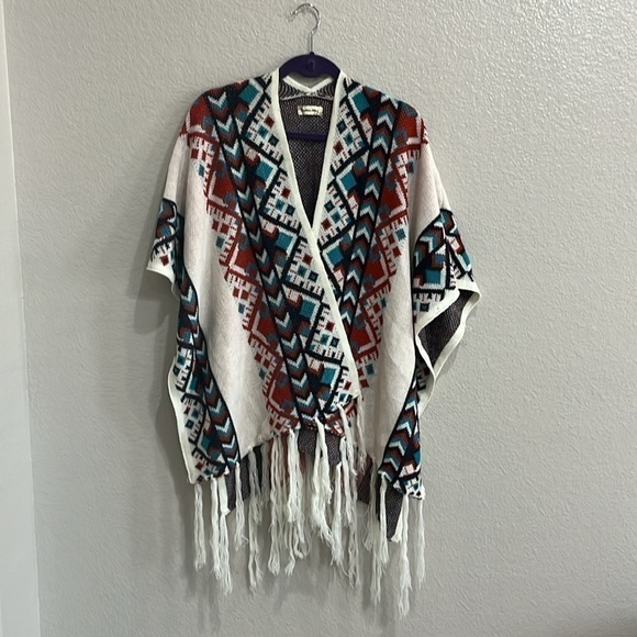 Southern Stitch ETHNIC STYLED KNITTED CARDIGAN SWEATER | HIPPIE PONCHO One SIZE - Picture 8 of 9